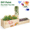 Lucktree Raised Garden Bed with Trellis, Set of 2 Wood Shallow & Deep Planter Box for Climbing Plants