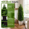 Lucktree 4 FT Artificial Faux Cedar Cypress Plants in Cement-Filled Pots Set of 2