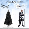 Lucktree 6/7/8 ft Pre-Lit Black Halloween Christmas Tree, Artificial Hinged Xmas Full Tree with 362/572/860 Pine Needles & PVC Branch Tips