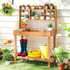 Lucktree Outside Solid Wood Potting Table with Flip-up Tabletop