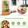 Lucktree Solid Acacia Wood Planter Box with Trellis 63" Raised Garden Bed with Trellis