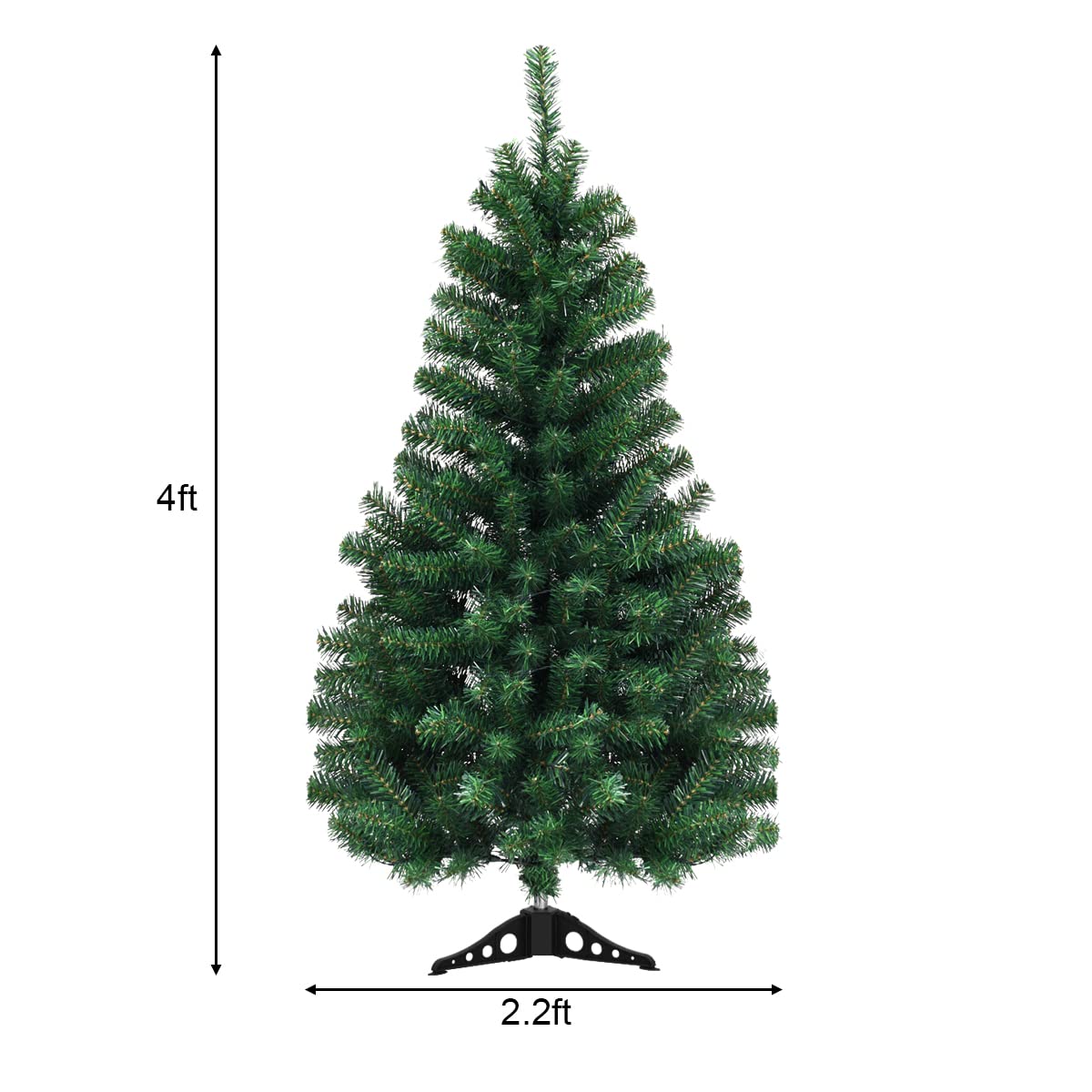 4ft Pre-Lit Christmas Tree, Artificial PVC Xmas Tree with 100 Warm White LED Lights and Stable Triangular Stand - LucktreeUS