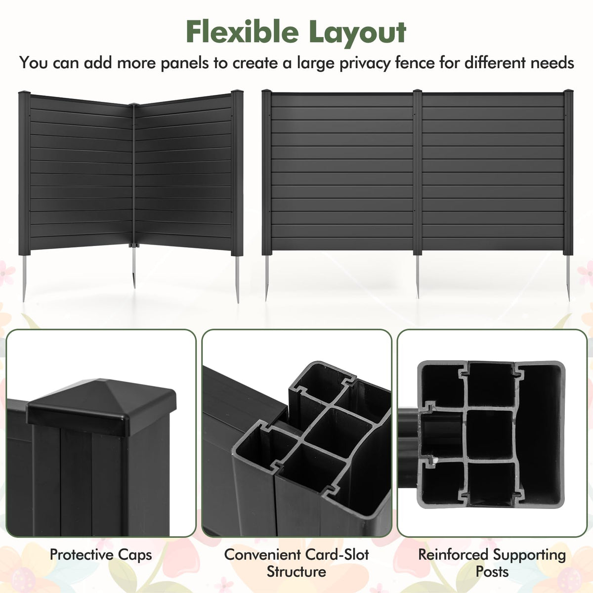 Lucktree Air Conditioner Fence 2 Panels - 48''W x 48''H Outdoor Privacy Screen with Upgraded Metal Stakes