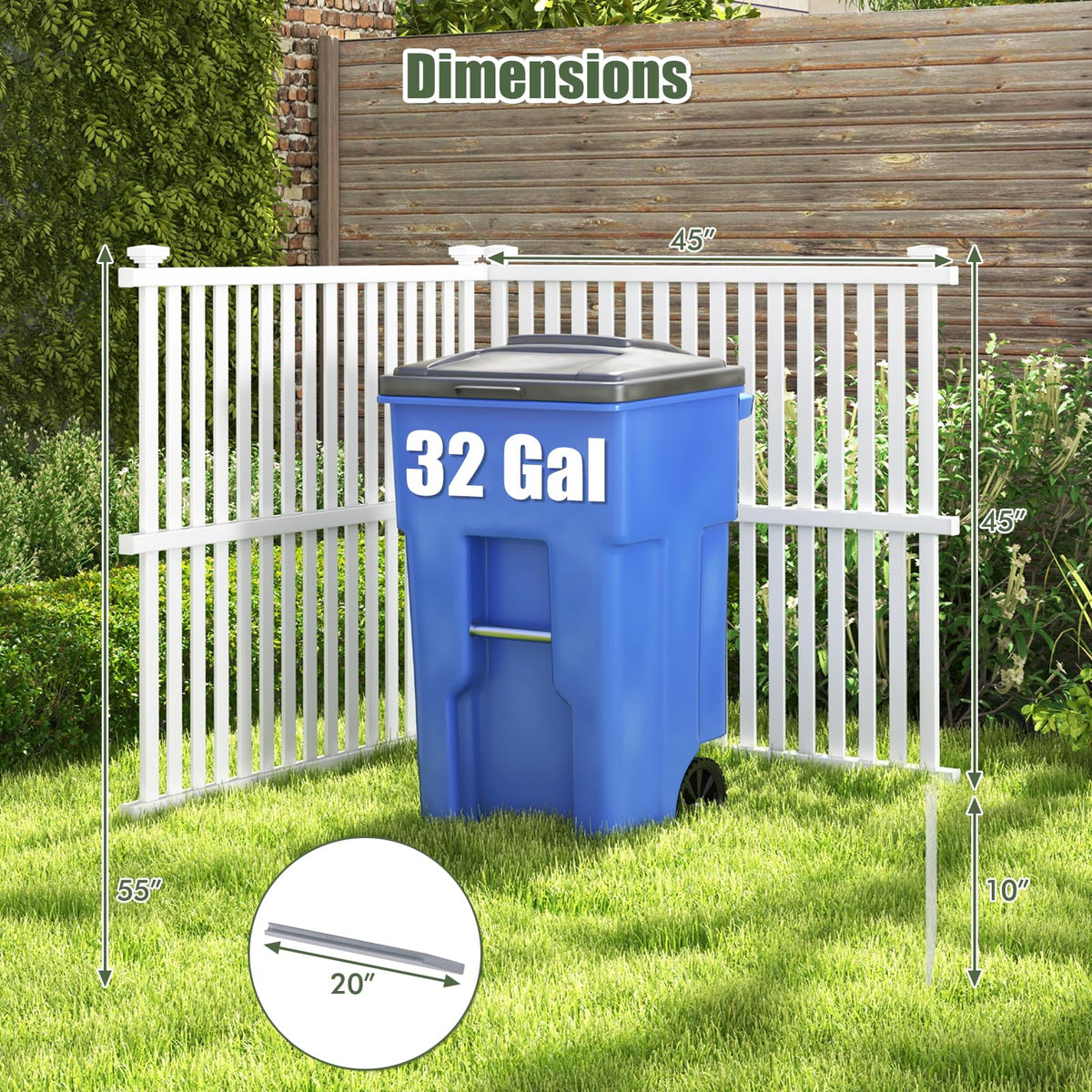 Lucktree Air Conditioner Fence 2/4 Panels - 45''W x 45''H Outdoor Fence Privacy Screen with Metal Stakes