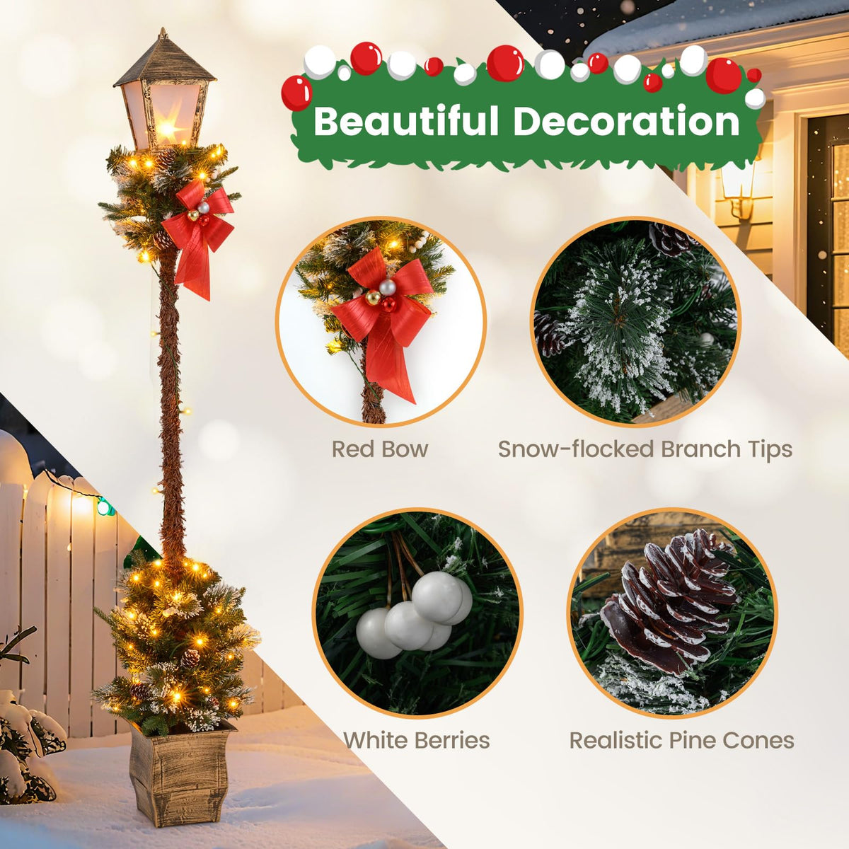 Lucktree 6.1 FT Christmas Pre-lit Street Lamp