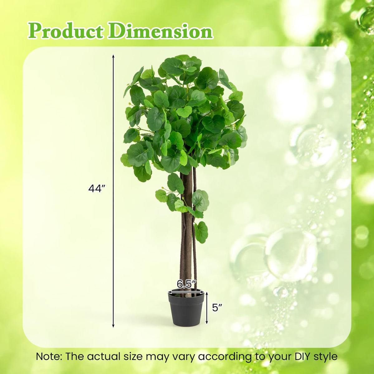 Lucktree 44’’ Artificial Crabapple Tree, Tall Fake Plant in Pot with Real Wood Trunk