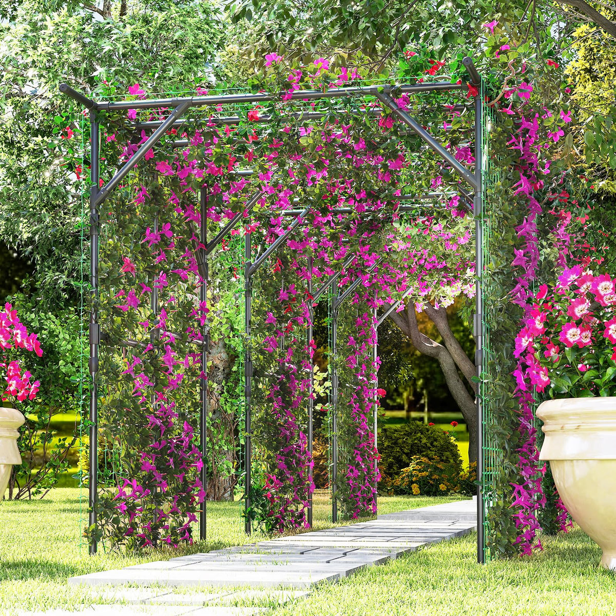 Lucktree Outdoor Grape Vine Trellis for Climbing Plants 79" x 59" x 78" Large Garden Arch
