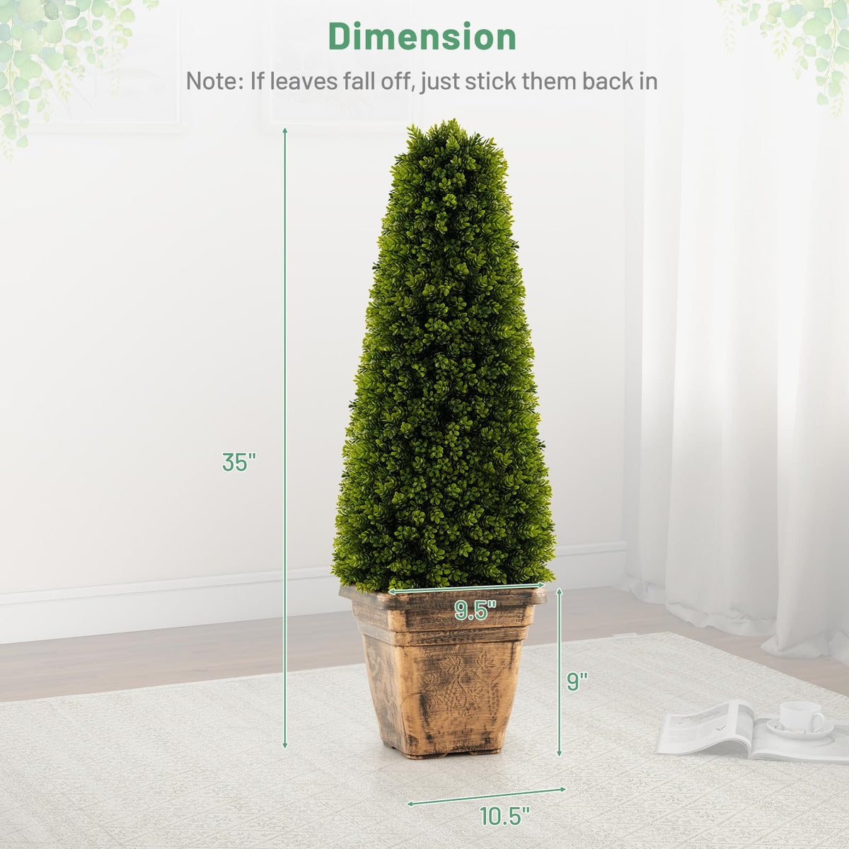 3FT Artificial Boxwood Topiary Tree, Faux Boxwood Tree