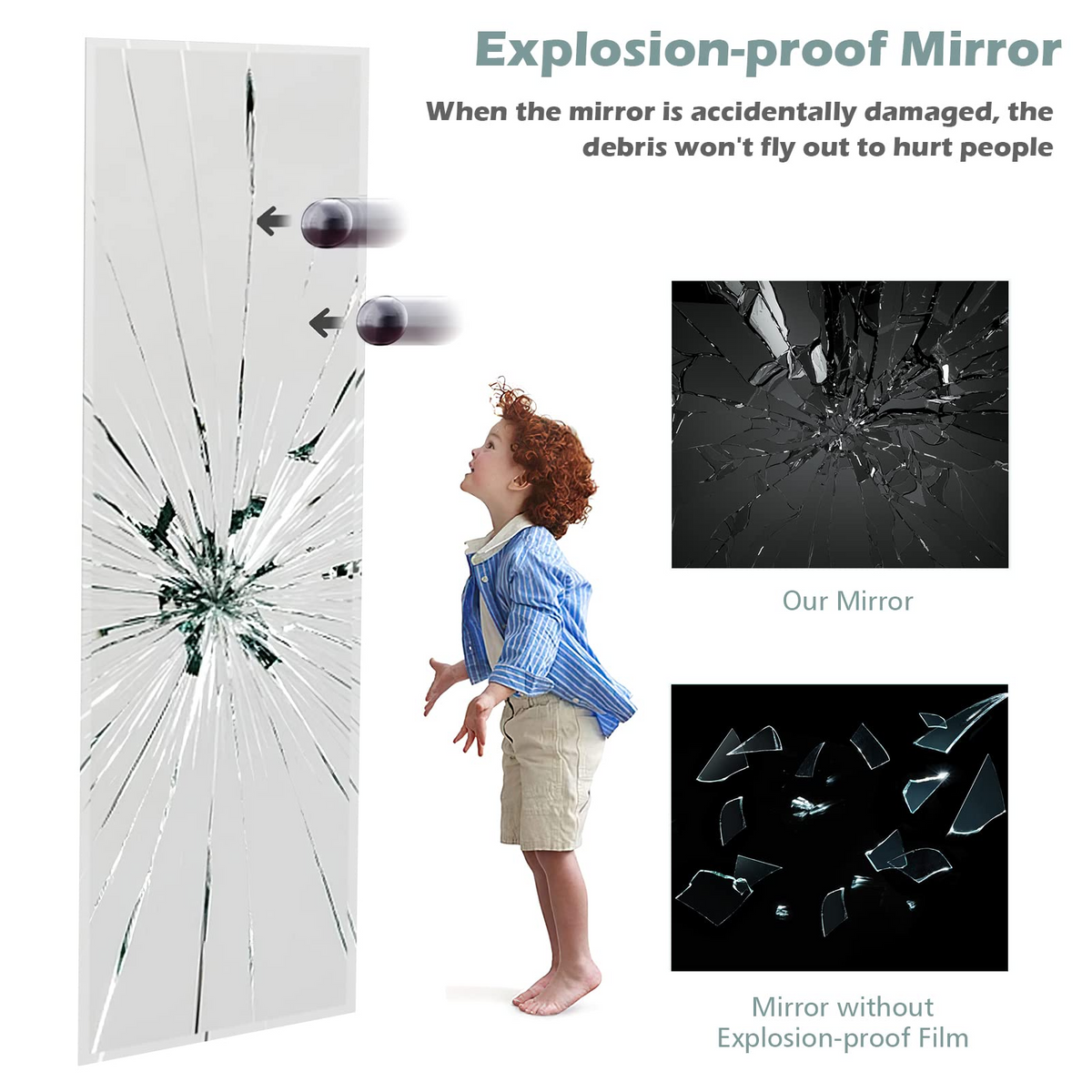 Lucktree Full Length Mirror Wall Mounted , 43 x 15 Inch Rectangle Frameless Mirror w/Beveled Edge, Wall Dressing Mirror