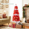 5 FT Artificial Christmas Tree Pre-lit Xmas Trees with 301 Red and White Branch Tips