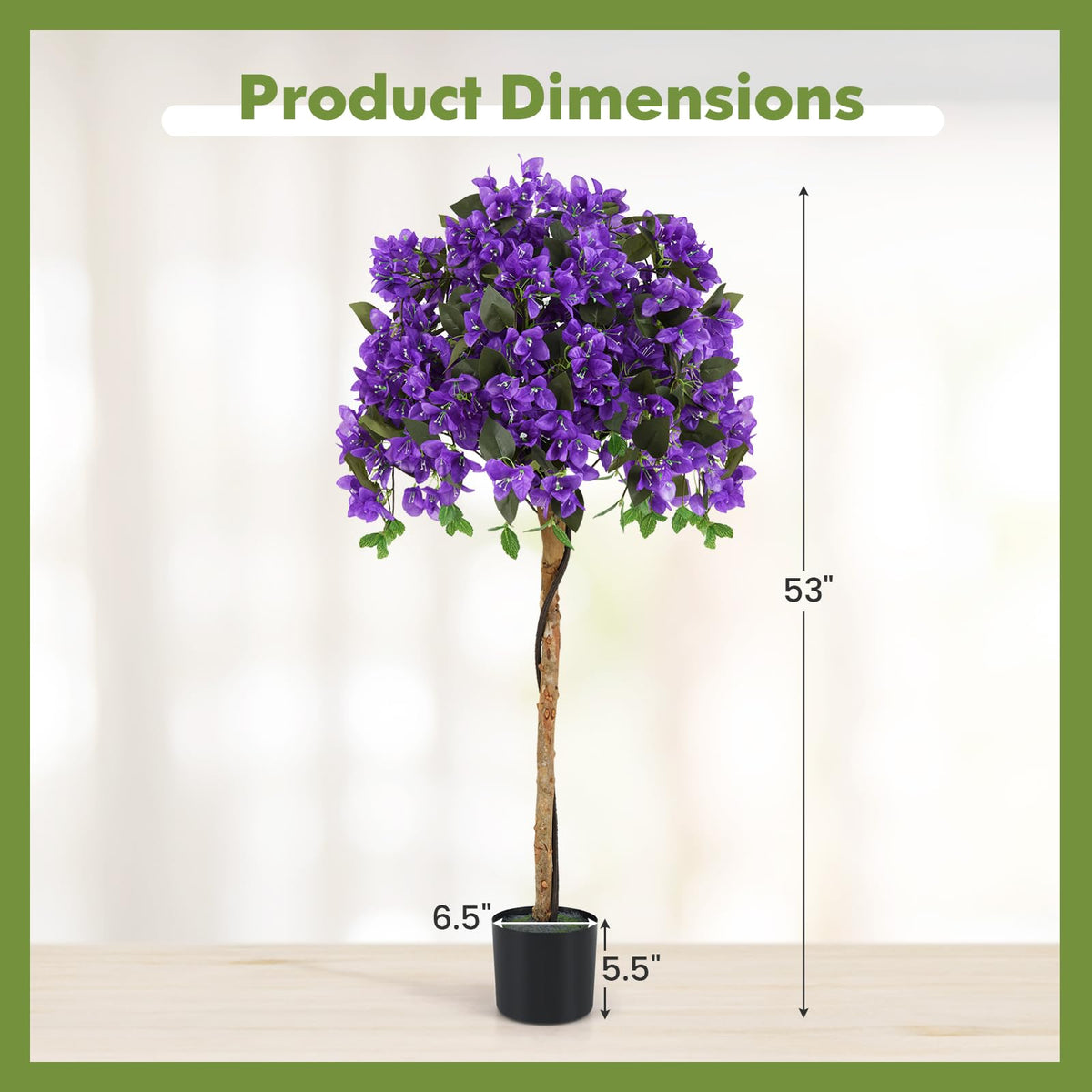 Lucktree 53” Bougainvillea Artificial Tree with 576 Flowers