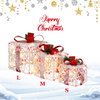 Lighted Gift Boxes Christmas Decoration, Set of 3 White Present Ornament Boxes with 60 LED Lights - LucktreeUS