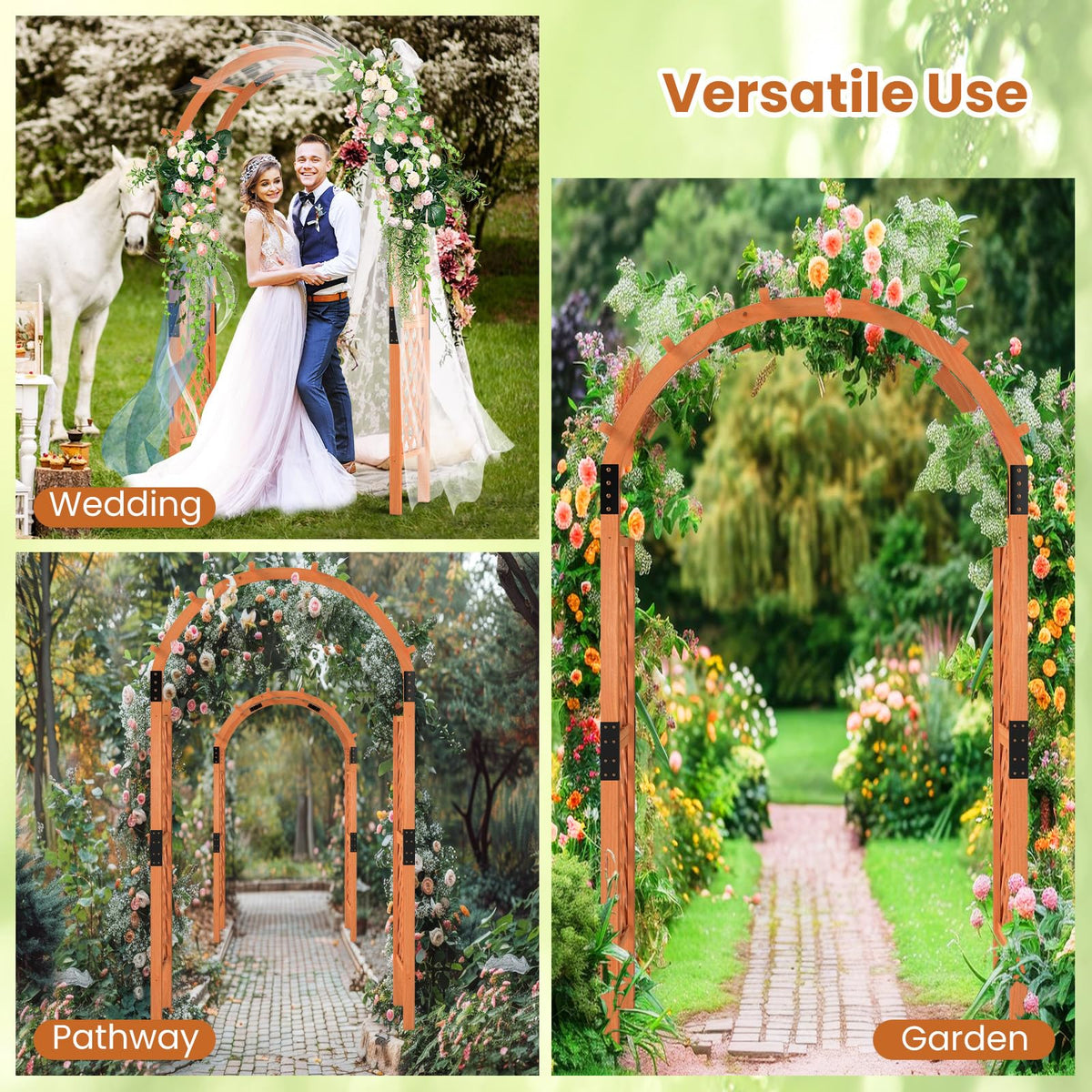 Lucktree 7.7FT Wooden Garden Arbor Trellis