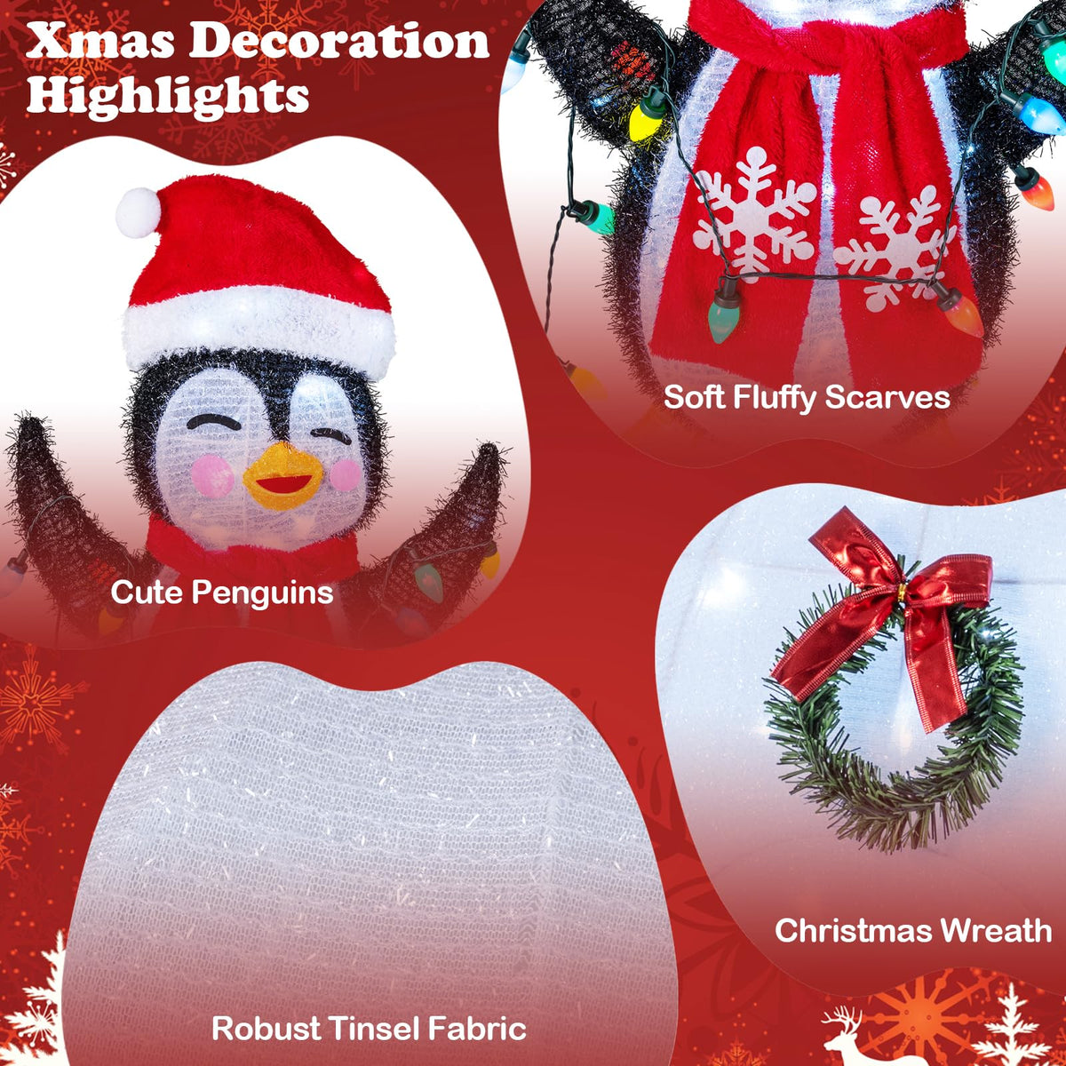 Lucktree Lighted Christmas Penguins & Igloo Decorations