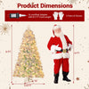 Lucktree 6FT / 7FT Hinged Lighted Xmas Tree with Snow Flocked Branch Tips & LED Lights