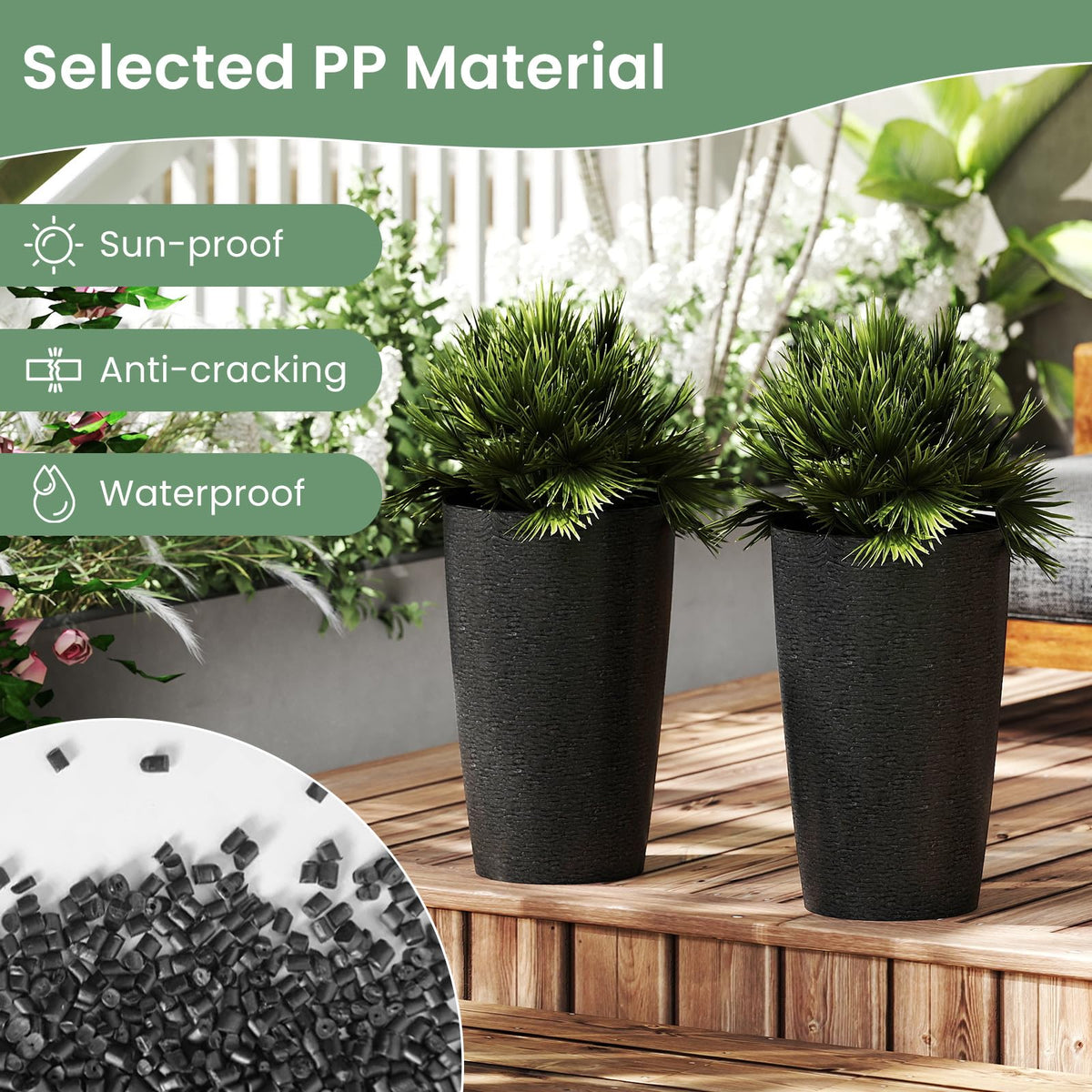 Lucktree 21” Tall Round Tapered All Weather Flower Pots Set of 2
