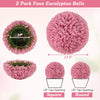 Lucktree 17.5 Inch Topiary Balls Artificial Outdoor Set of 2, Faux Pink Eucalyptus Decorative Balls