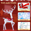 Lucktree 3-Piece Christmas Lighted Iridescent Reindeer Family Set with 215 Cold White LED Lights and Ground Stakes
