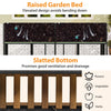 Lucktree PE Rattan Garden Planter Table with Built-in Chairs and Storage Space