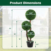 Lucktree 3ft Artificial Boxwood Topiary Ball Tree, Faux Potted Plants with Solid Wood Trunks