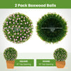 Lucktree 17.5 Inch Topiary Balls Artificial Outdoor Set of 2, Faux Greenery Balls with Pink Flowers