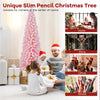 Lucktree 6ft Pink Slim Pencil Christmas Tree, Artificial Unlit Skinny Xmas Full Tree with 460 Branch Tips
