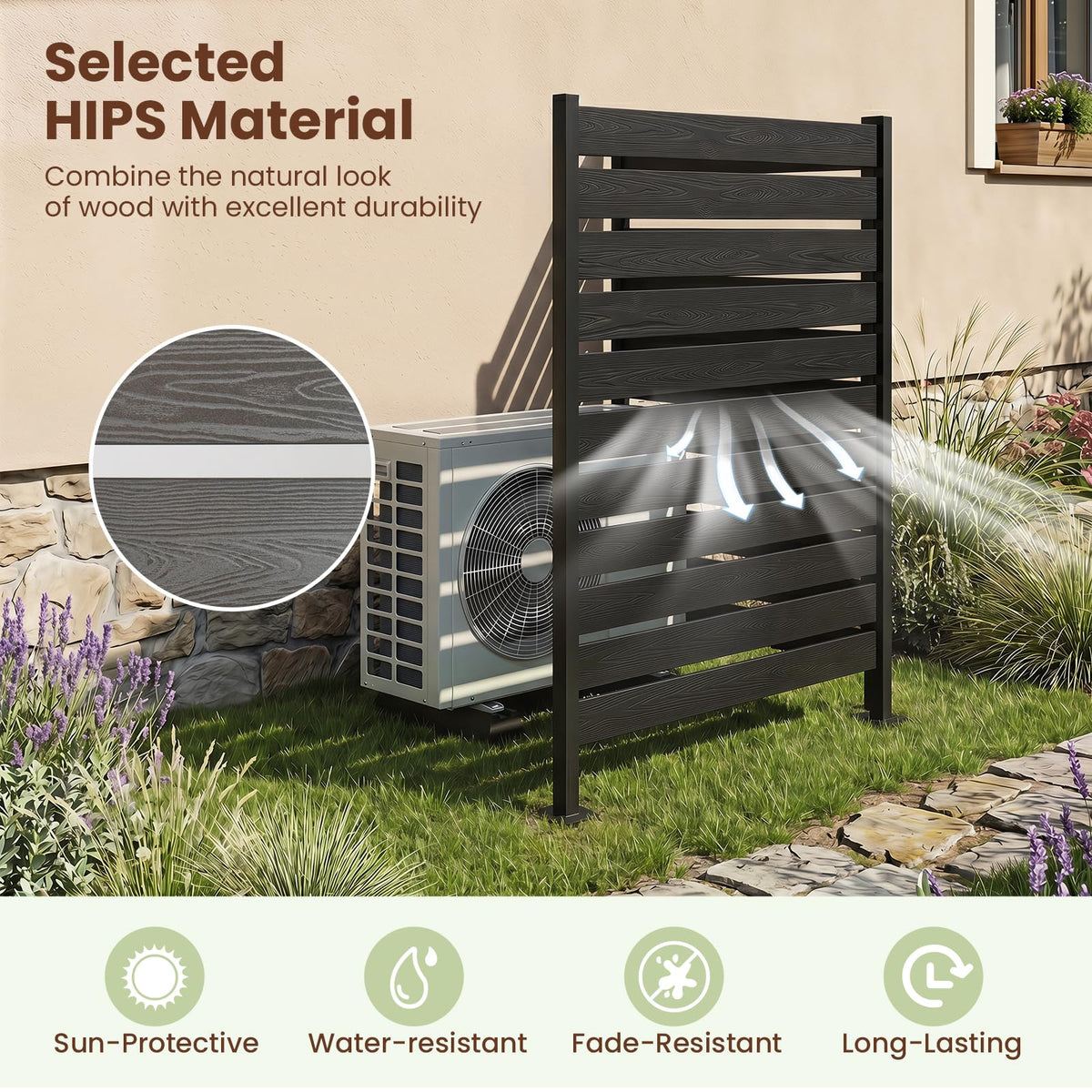 Lucktree 37" W x 61" H Outdoor Privacy Fence Screen with Ground Stakes & Base Feet (1/2)