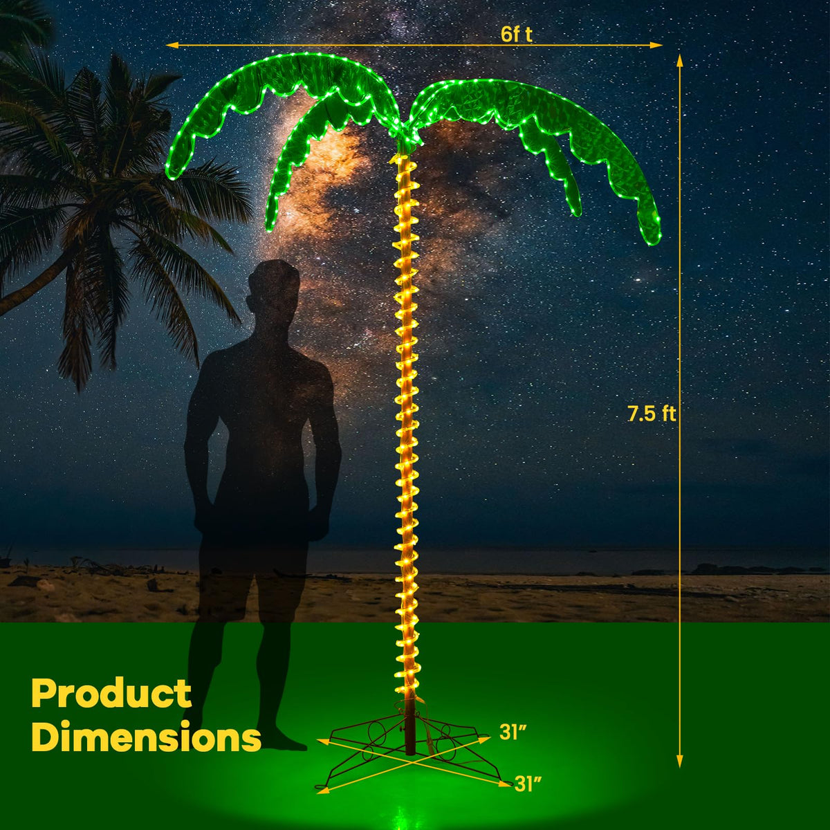 Lucktree 7.5 FT Lighted Palm Tree, Tropical Christmas Tree with 332 LED Lights