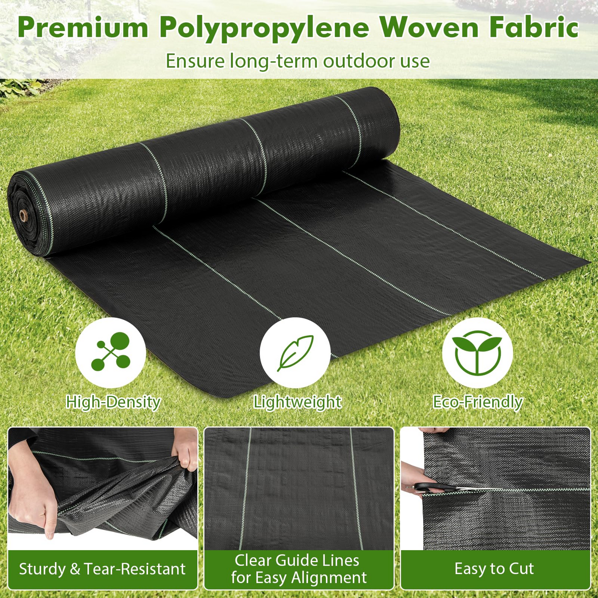 Lucktree 6.5x330 FT Weed Barrier Landscape Fabric, 3.2OZ Heavy-Duty Permeable Woven PP Ground Cover