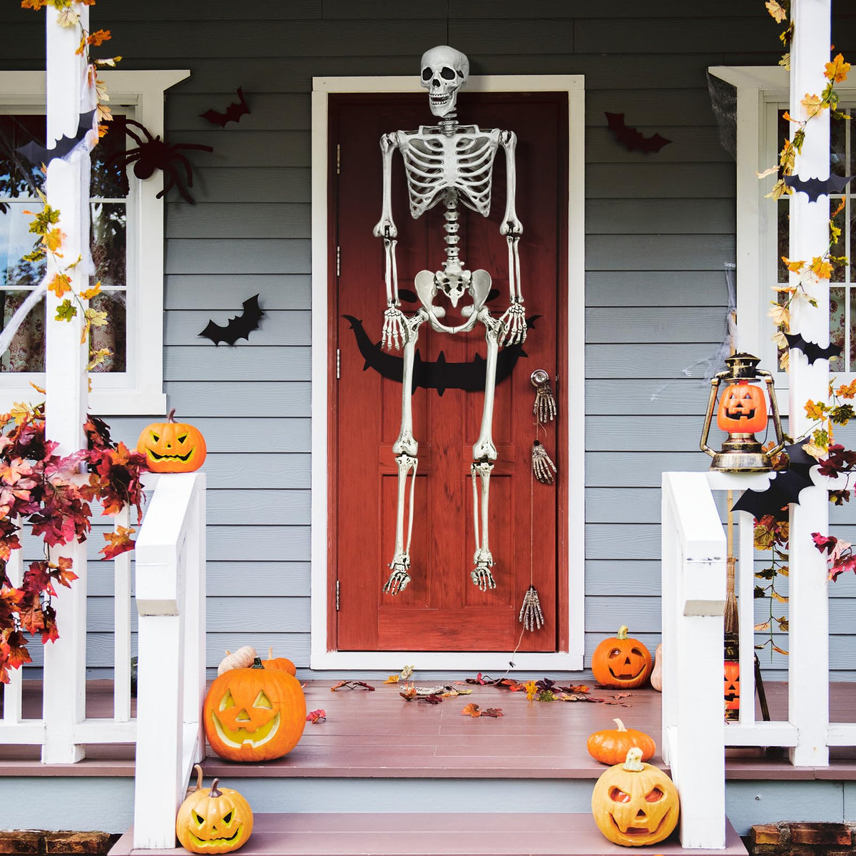 Lucktree Halloween Life Size Full Body Skeleton, 5.4Ft Festival Skeleton Prop Decoration