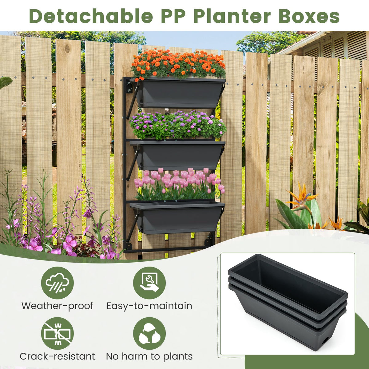 Lucktree Vertical Raised Garden Bed, Hanging & Wall-Mounted Planter Garden Boxes