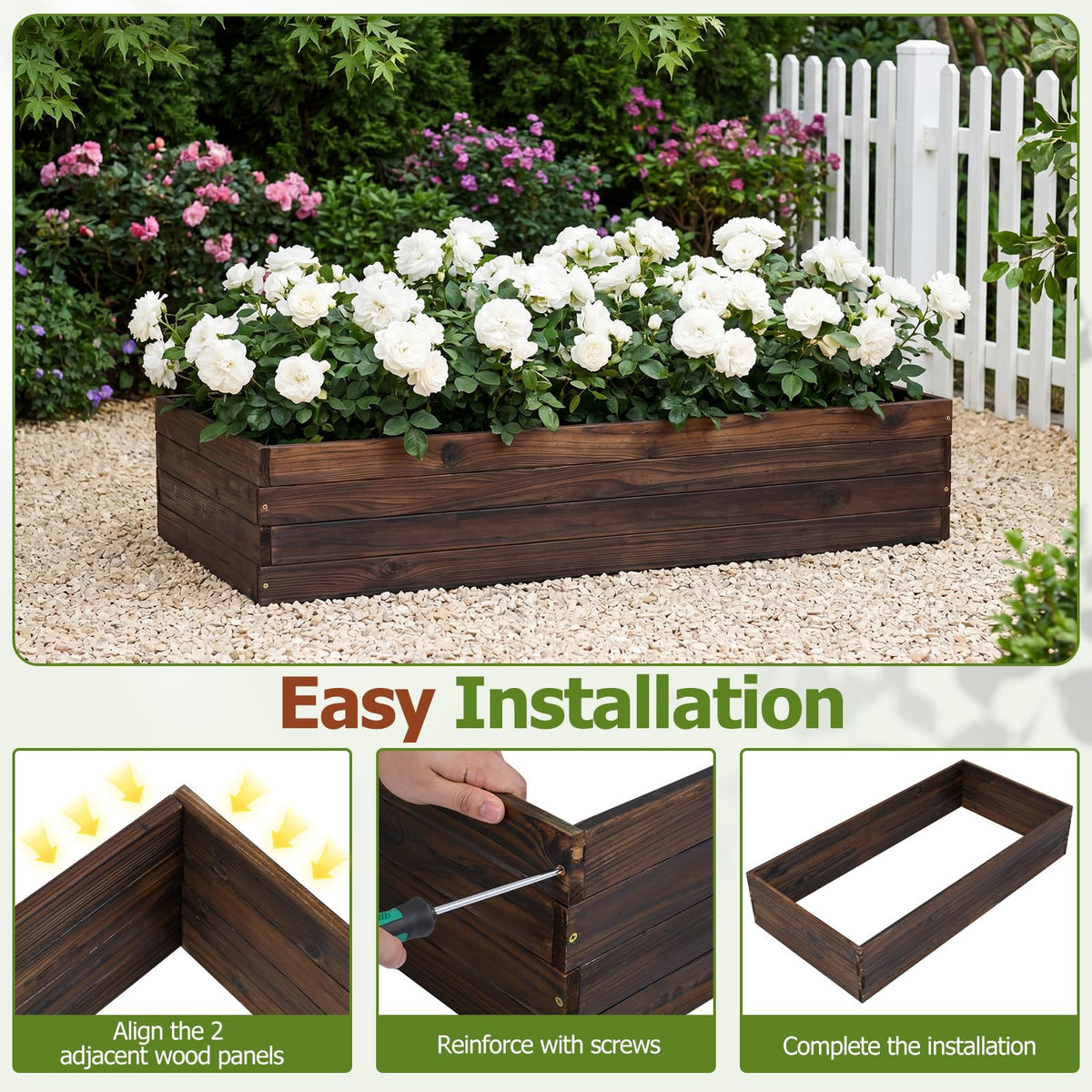 Lucktree 45" x 23" Fir Wood Raised Garden Bed (1/2)