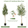 Lucktree 6ft Artificial Olive Tree, Tall Fake Potted Olive Silk Tree with Planter