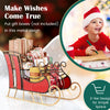 Lucktree Metal Christmas Santa Sleigh Basket, Xmas Festival Holiday Decorative Santa’s Sleigh with 2-Tier Storage Shelf