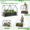 Lucktree 4x2x3 FT Galvanized Raised Garden Bed with Greenhouse Cover