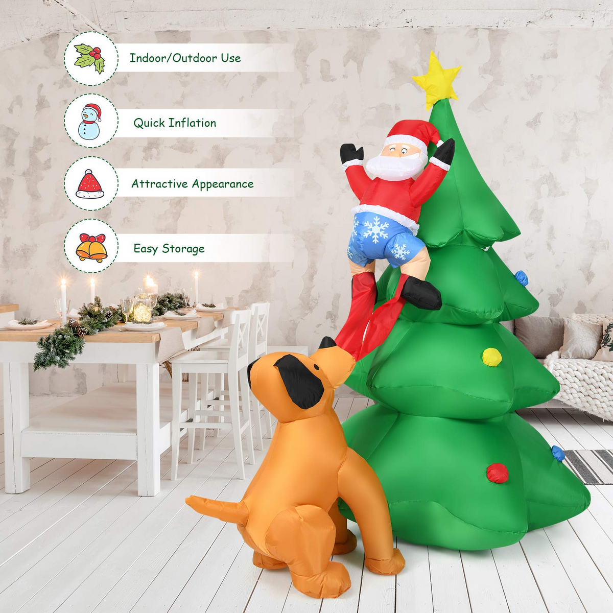 Lucktree Inflatable Christmas Tree, Inflatable Santa Claus Climbing Tree