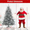 Lucktree 7ft Pre-Lit Snow Flocked Christmas Tree, Artificial Hinged Full Xmas Tree with 350 Multicolored LED Lights