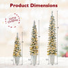 Lucktree 3' 4' 5' Pre-Lit Snow Flocked Christmas Tree Set of 3, Slim Pencil Artificial Potted Xmas Trees with 423 Branch Tips