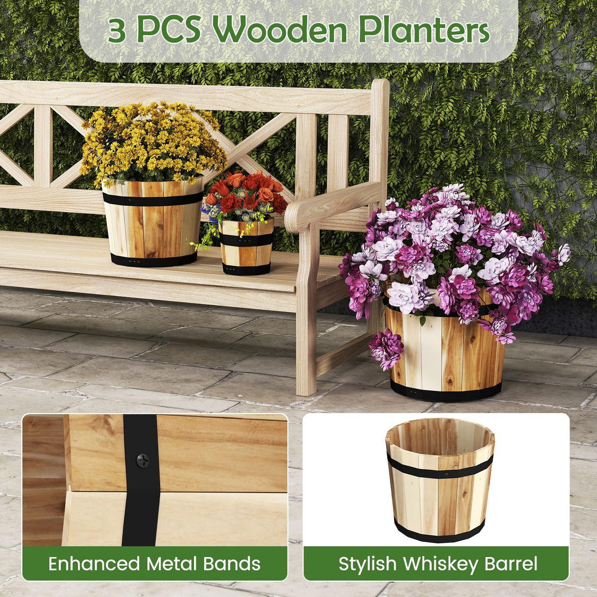 Lucktree Outdoor Acacia Wood Raised Garden Bed for Flower Vegetable Fruit