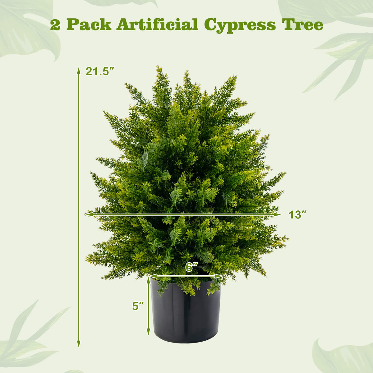 Lucktree 21.5" Artificial Tree, Set of 2 Faux Potted Plants Artificial Shrubs Bushes