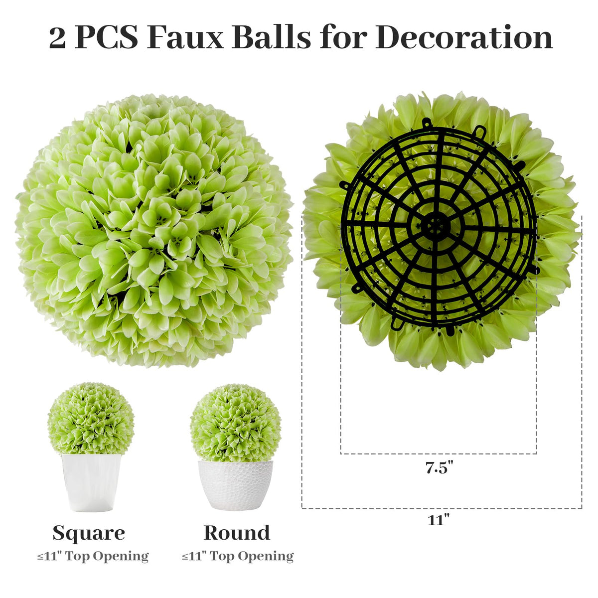 Lucktree 11 Inch Topiary Balls Artificial Outdoor Set of 2, Faux Boxwood Ball, Fake Plant Sphere