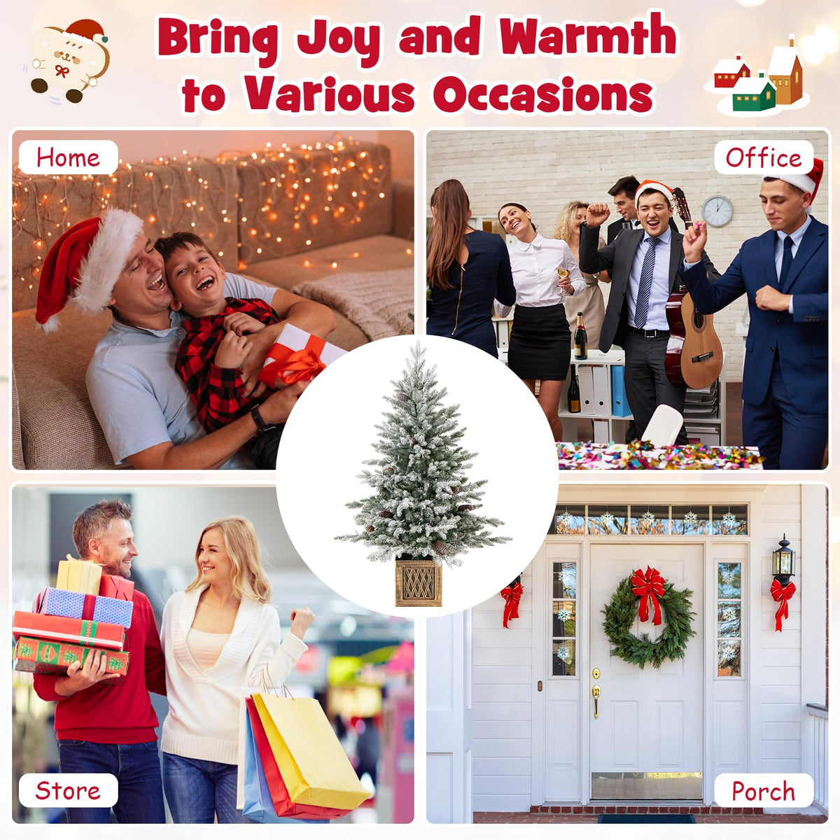 Lucktree 4 FT Pre-lit Entrance Christmas Tree with 231 Branch Tips and 100 LED Lights