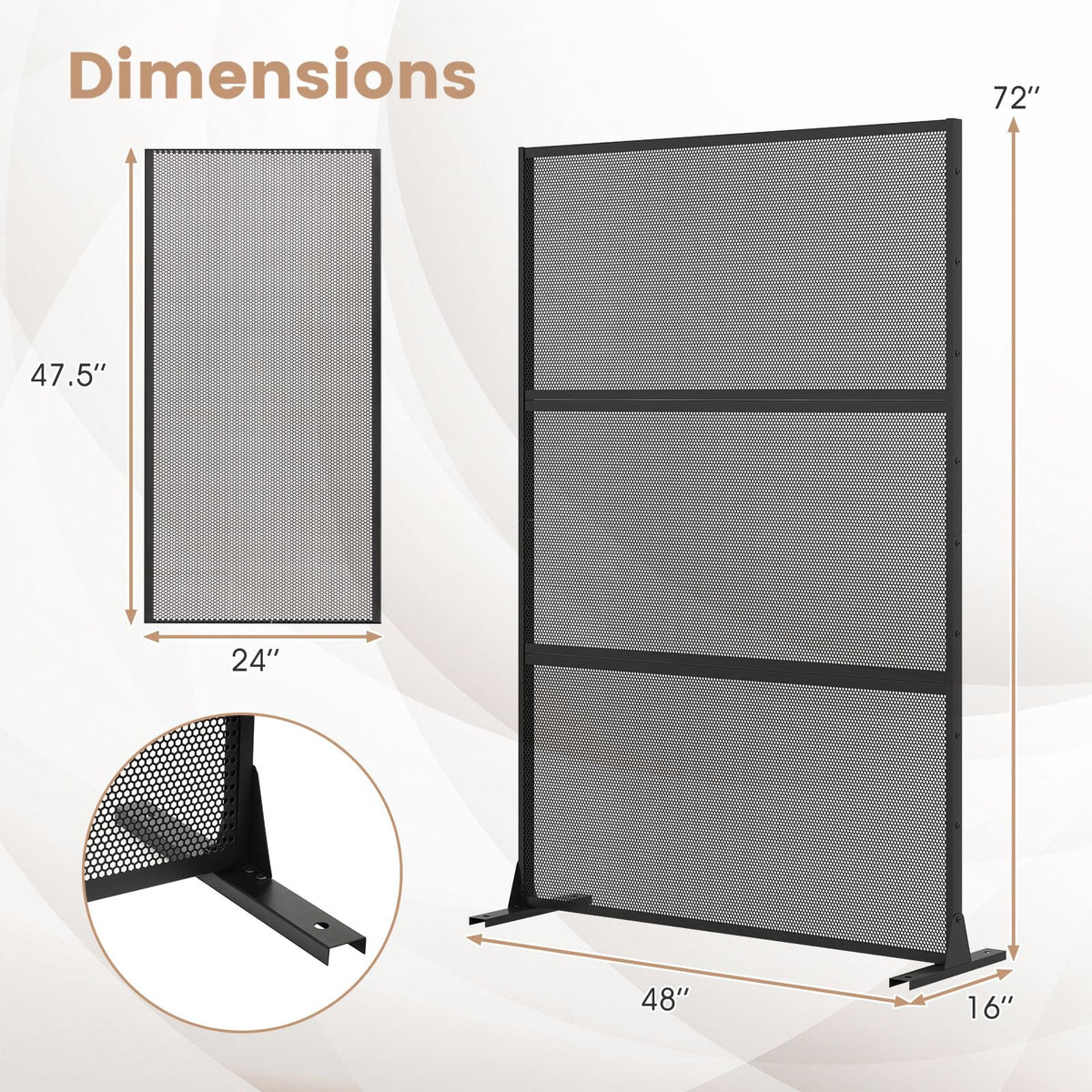 Lucktree Metal Privacy Screen with Expansion Bolts and Connection Screws