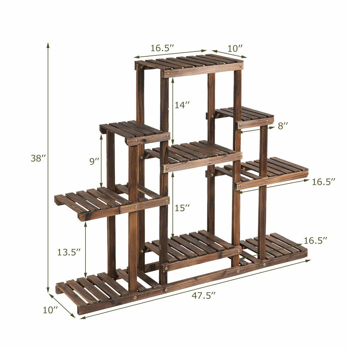 Lucktree Flower Rack Wood Plant Stand Wood Shelves Bonsai Display Shelf