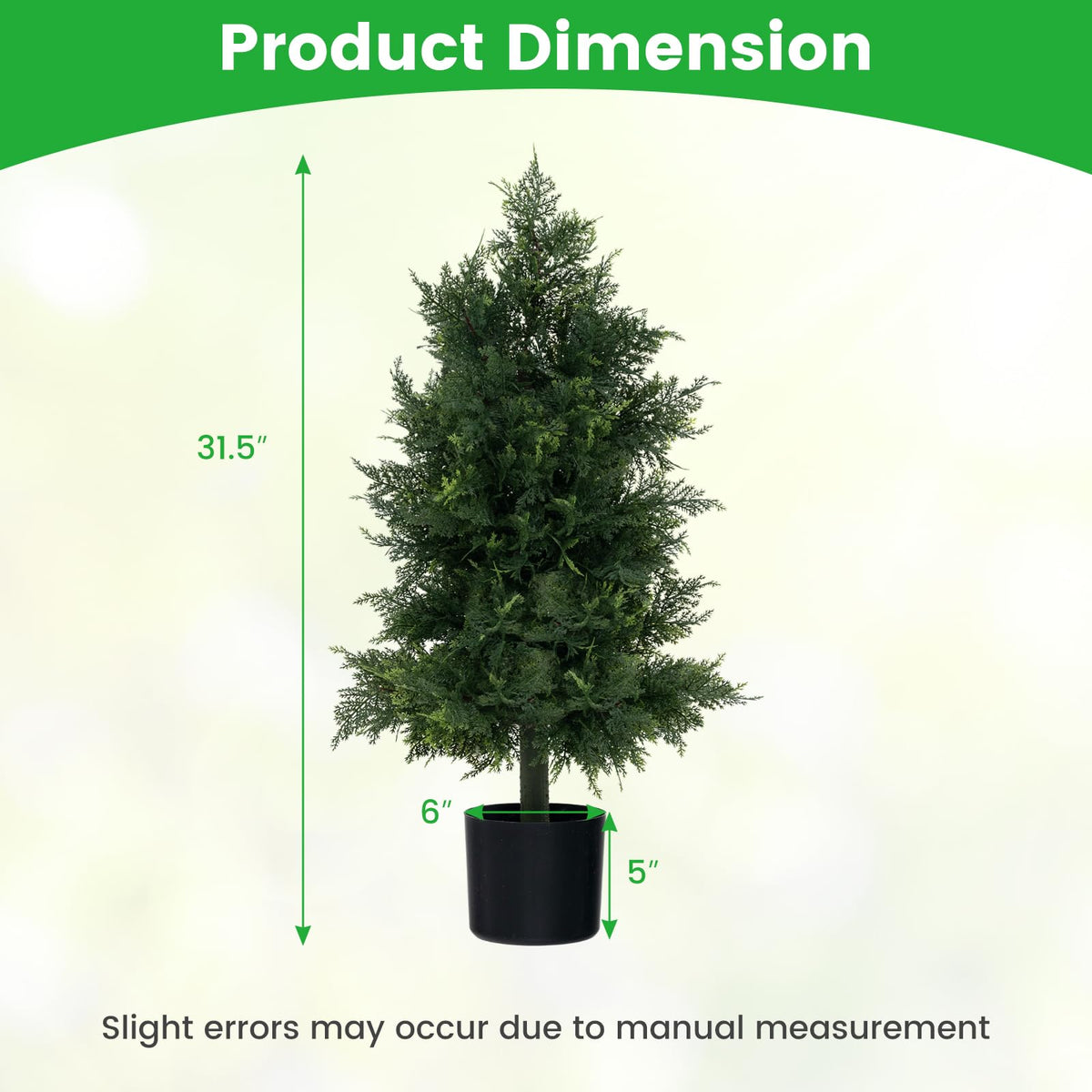 Lucktree 31.5'' Artificial Cedar Topiary Trees for Outdoors, Potted Fake Cypress Trees with Cement Plastic Pot