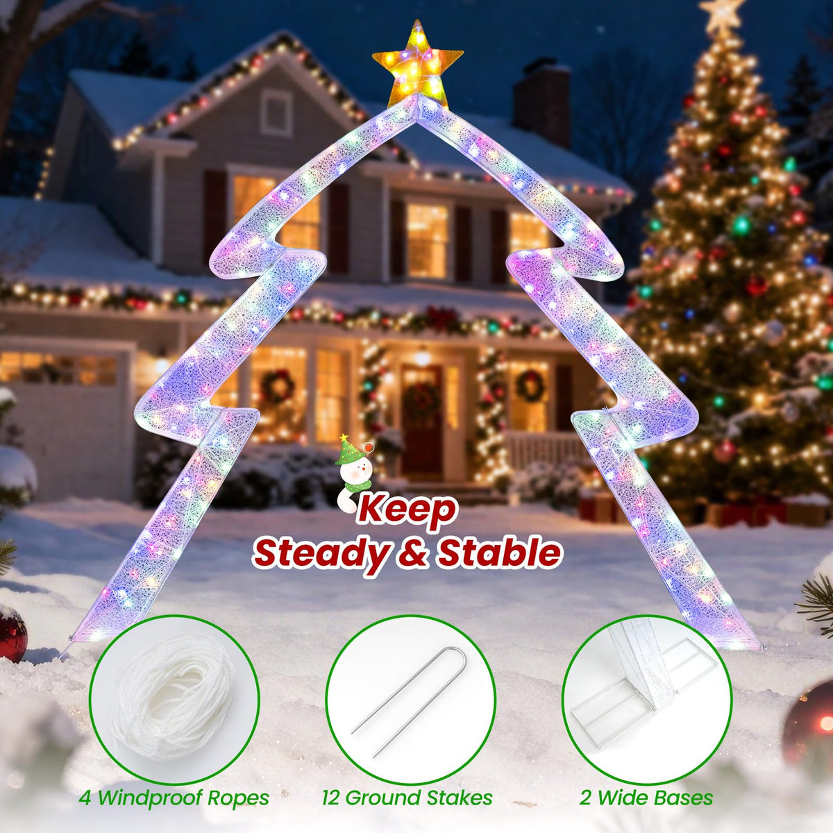 Lucktree 8.8 Feet Christmas Tree-shaped Archway with Top Star