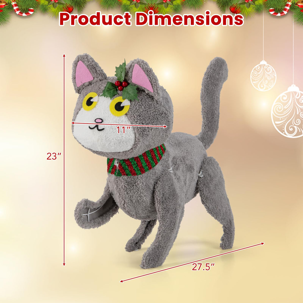 Lucktree Lighted Christmas Cat, Indoor Outdoor Kitty Decoration w/ 88 LED Lights