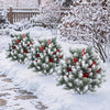Lucktree 27.5" Faux Pine Needle Bushes with Ground Spikes | Artificial Cedar Topiary Ball Trees Set of 2