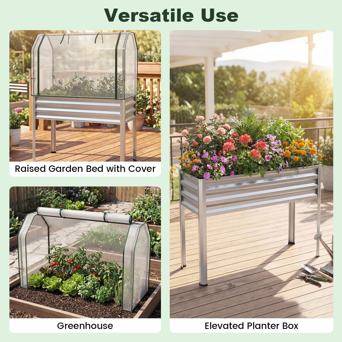 Lucktree Raised Garden Bed with Legs & Greenhouse Cover (1/2)