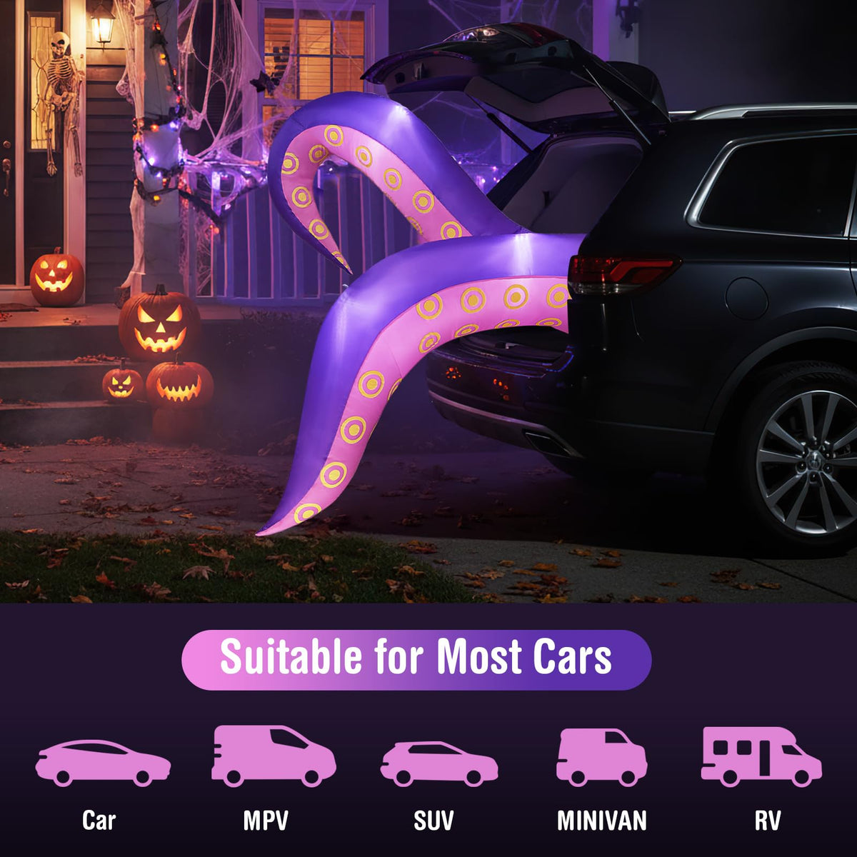 Lucktree 6.5 Ft Halloween Inflatable Tentacles, Blow up Octopus Legs